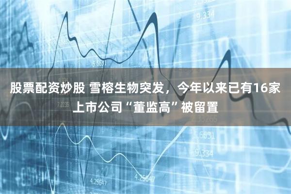 股票配资炒股 雪榕生物突发，今年以来已有16家上市公司“董监高”被留置